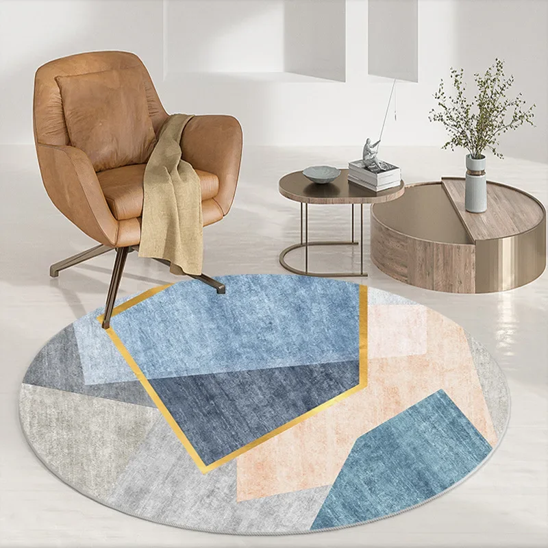 Simple Geometric Rug Bedside Sofa Soft Floor Mats Living Room Bedroom Round Carpets Bathroom Kitchen Anti-slip Area Rugs Doormat