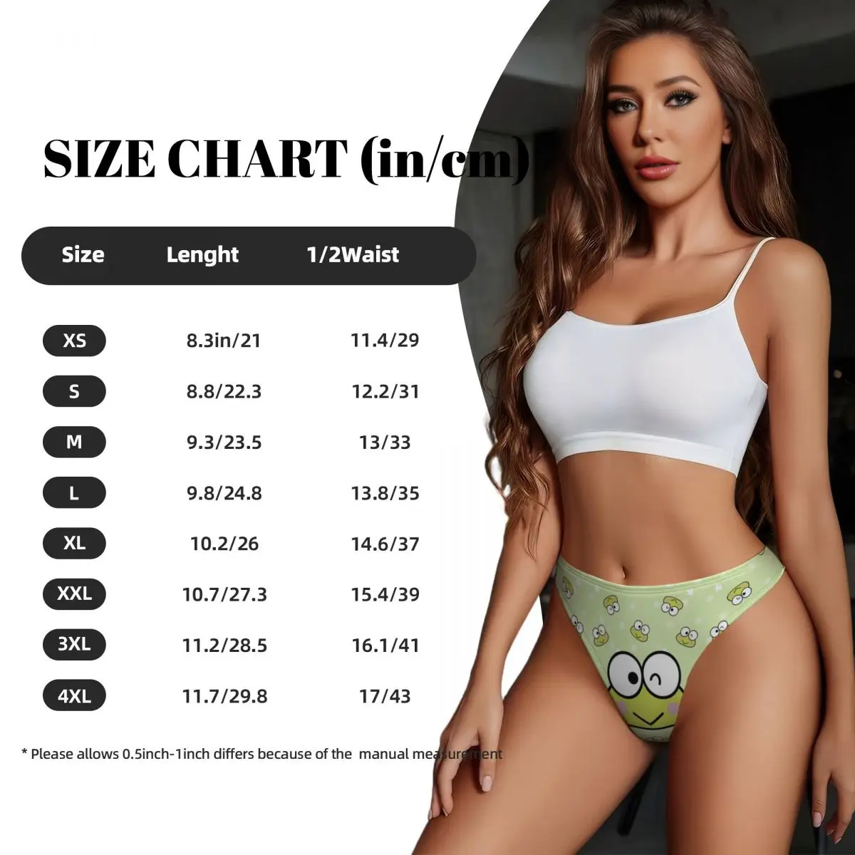 Custom Womens Kawaii Keroppi G-string Panties Female Comfort Thongs Underwear