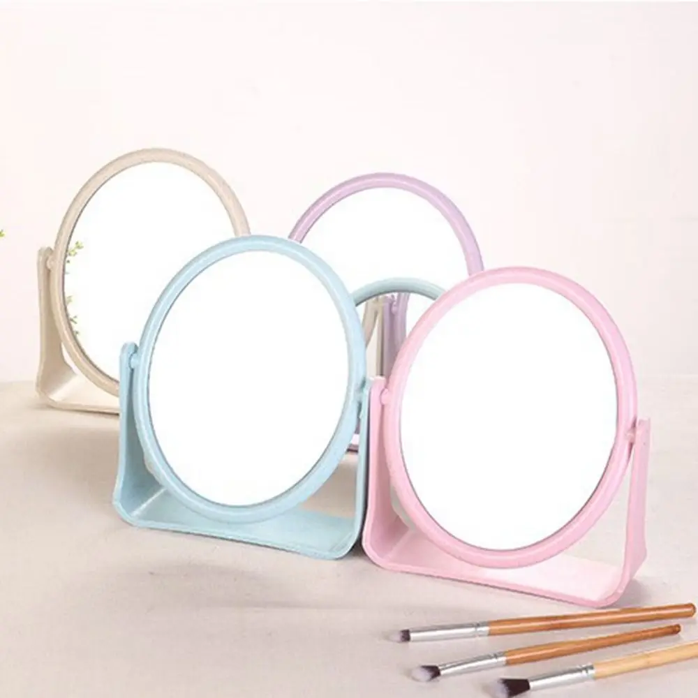 360 Degree Rotating Double-sided Makeup Mirror Easy Use Girly Heart Desktop Cosmetic Mirror Modern Plastic Mirror Dormitory