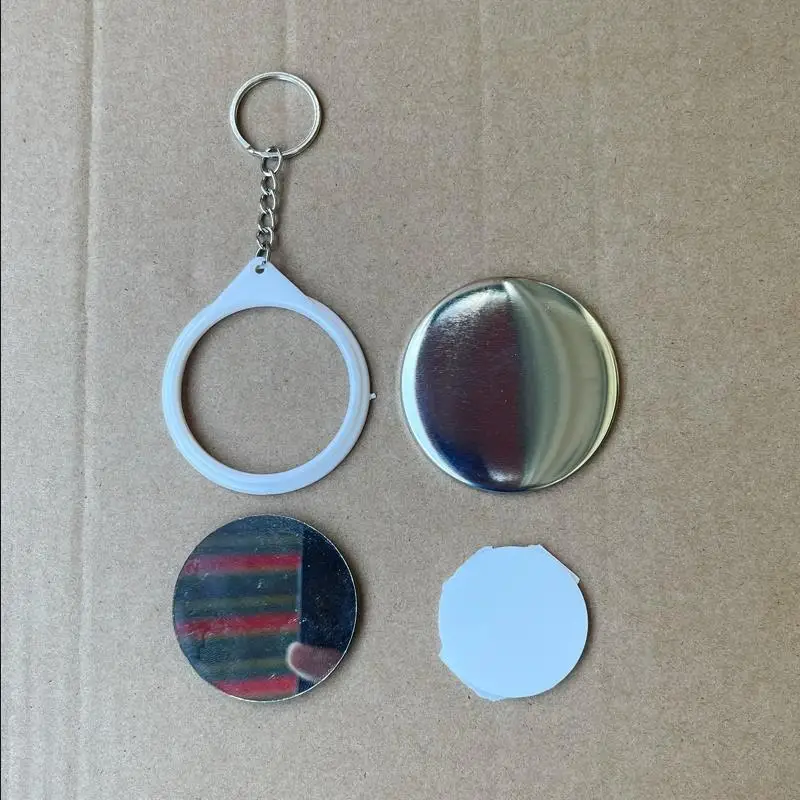 58mm 100Sets Mirror Keychain Button Supply Materials for NEW Professional Badge Button Maker