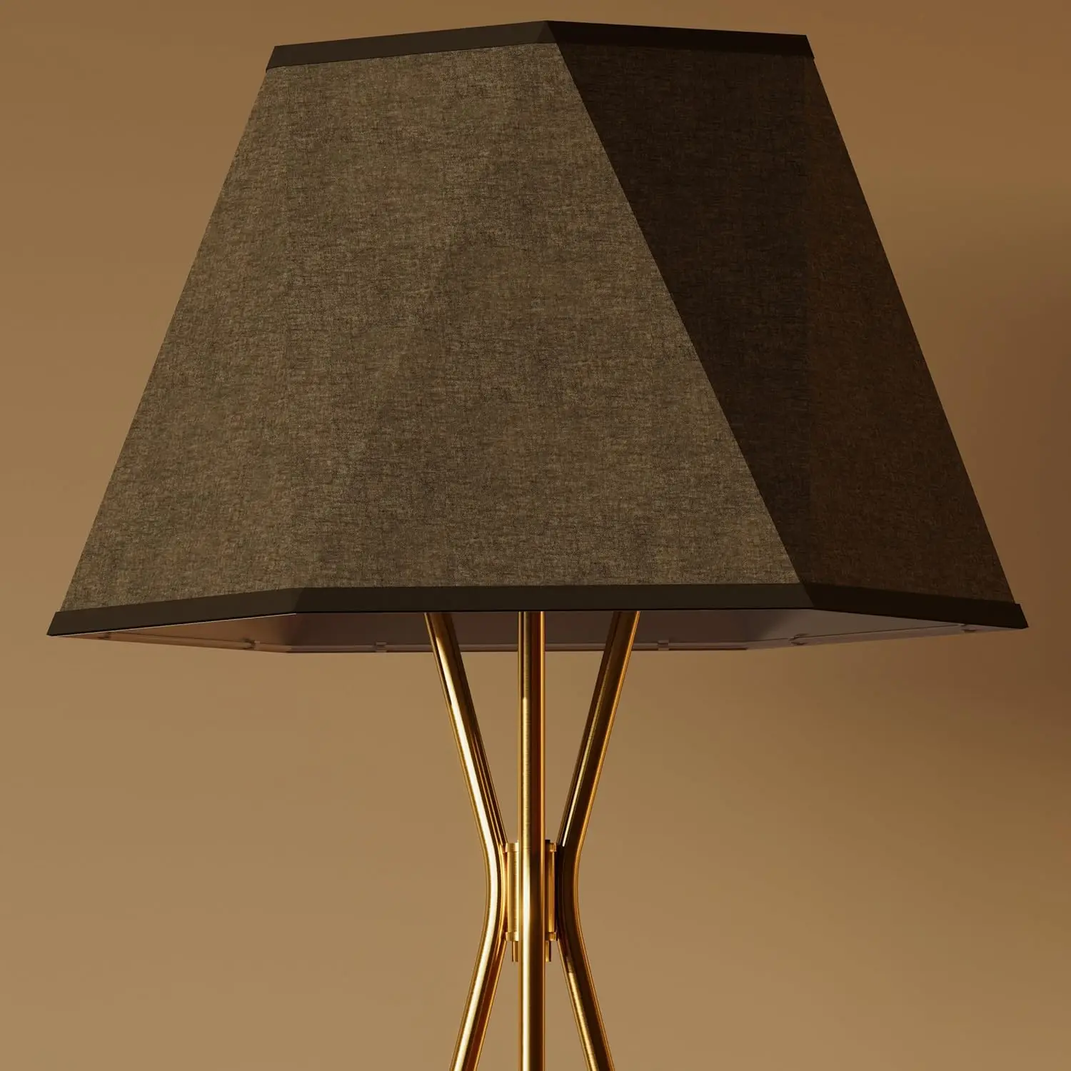 Inlight-Lampadaire trépied avec design géométrique, abat-jour moderne, pieds en métal noir, ampoule non incluse, 1 lumière, 65 po