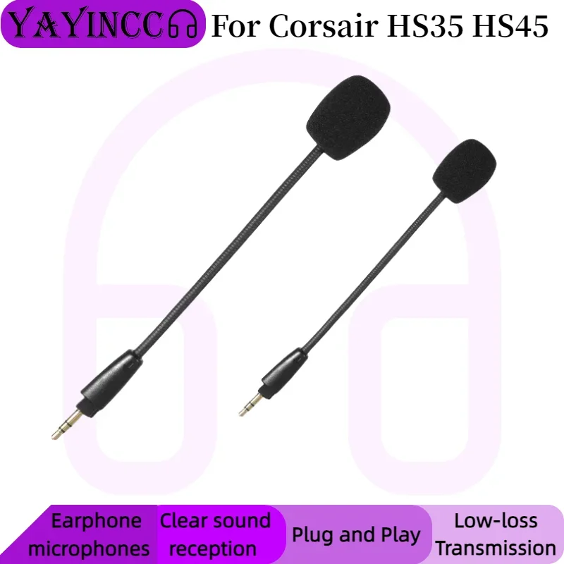 Сменные игровые микрофоны YAYINCC, игровой микрофон 3,5 мм для Corsair HS35 HS45, съемный микрофонный стержень, микрофон Plug and Play 11,1