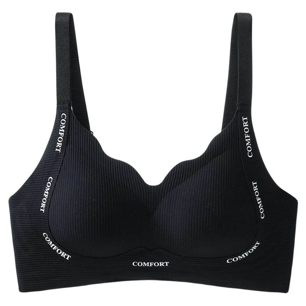 

English Letter Wireless Deep V Bra Close-fitting Shockproof Push Up Underwear Gathered Breasts Lingerie Brassiere for Women