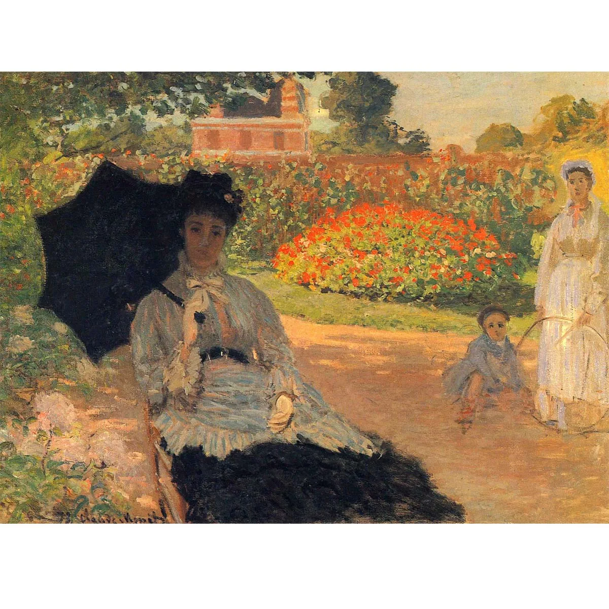 Camille Monet in the Garden (1873) by Claude Monet Hand-painted figure painting on canvas Painting wall art picture Home decor