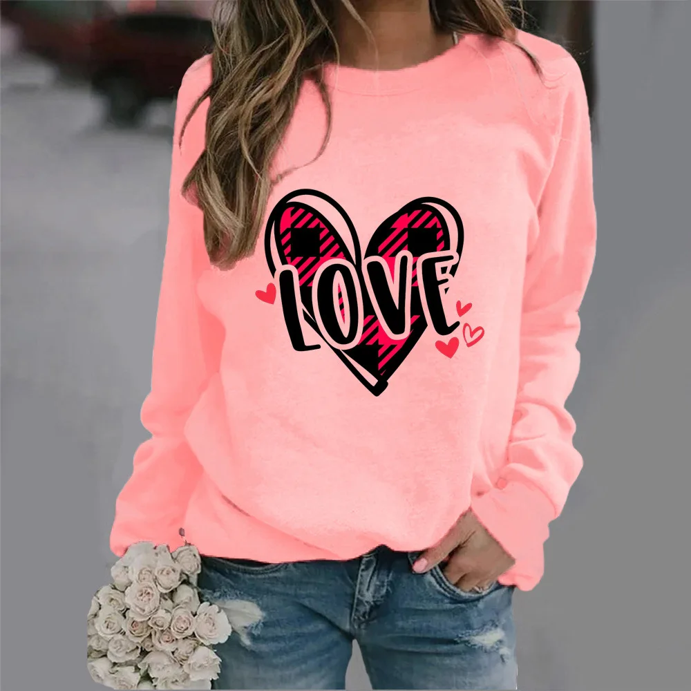 

Crewneck Hoodie LOVE Letter Graphic Printing New European and American Valentine's Day Hot Sales Sweatshirt Streetwear Women