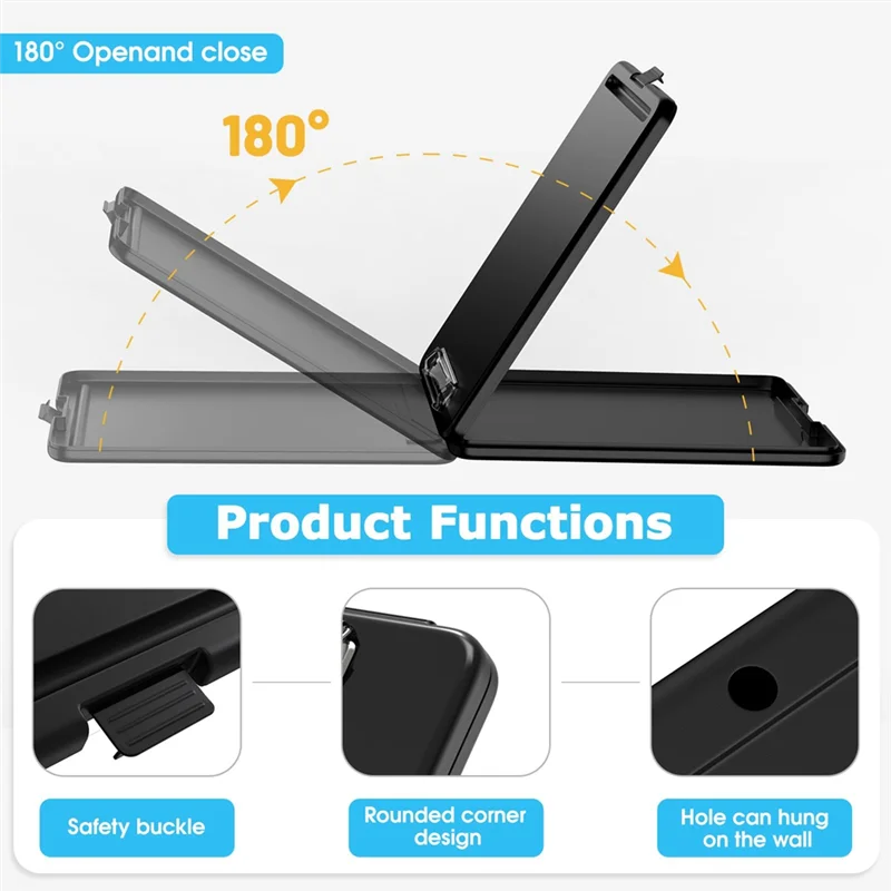 Prancheta A19E com conjunto de armazenamento de 6, prancheta de armazenamento de 8,5 x 11 polegadas com clipe de perfil baixo, para material escolar de escritório