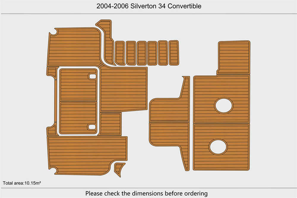 Eva foam Fuax teak seadek marine floor For 2004-2006 Silverton 34 Convertible Cockpit  1/4