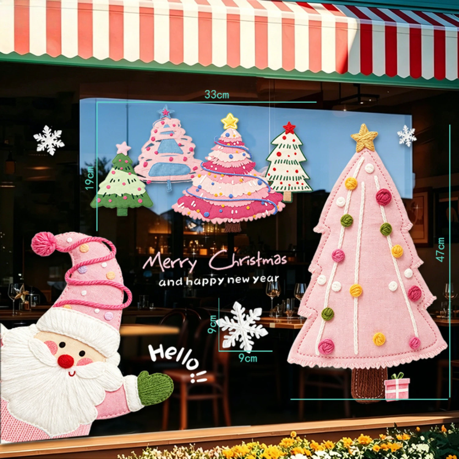 Pegatinas de Navidad para Ventanas y Paredes, Adhesivos de Papá Noel, Decoración Navideña para el Hogar
