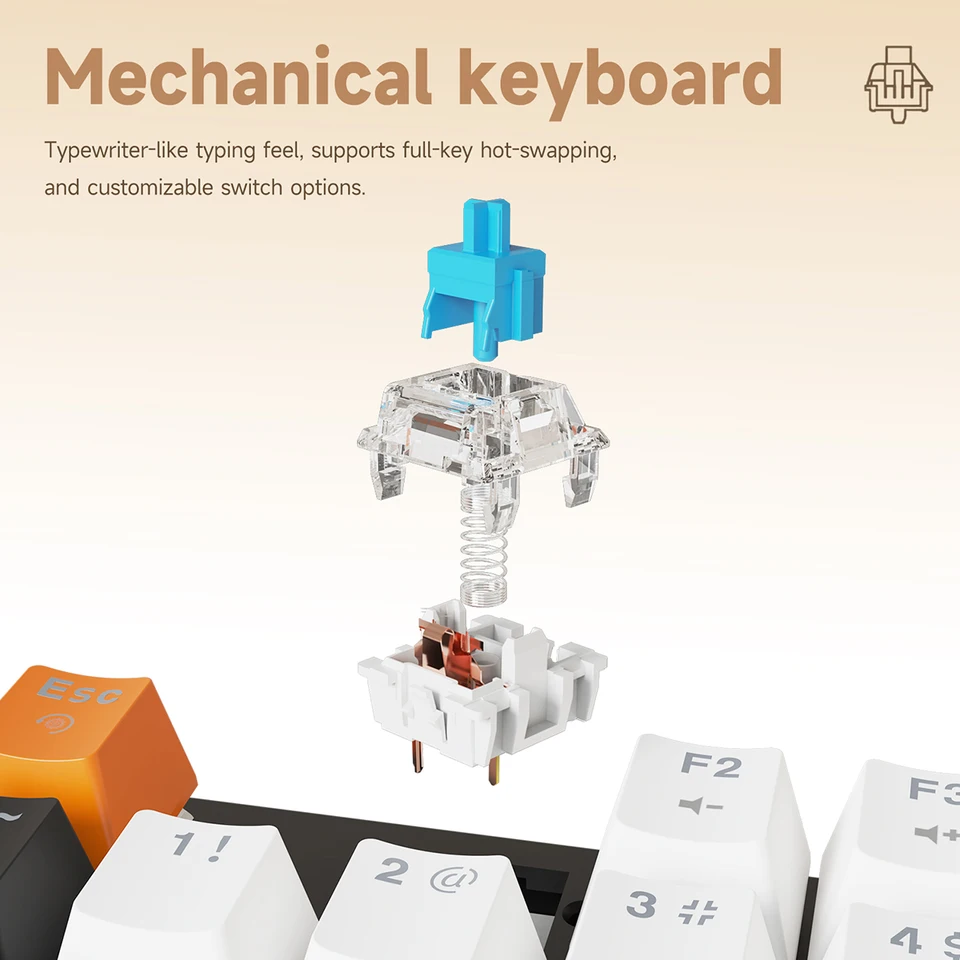 AJAZZ NK104 Wired Typing Mechanical Keyboard with Metal Knob