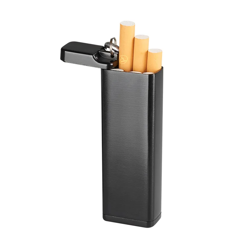 Estuche de cigarrillos portátil de Metal con llavero, Mini Cenicero de bolsillo con tapa para viajes al aire libre, accesorios para fumar, regalo