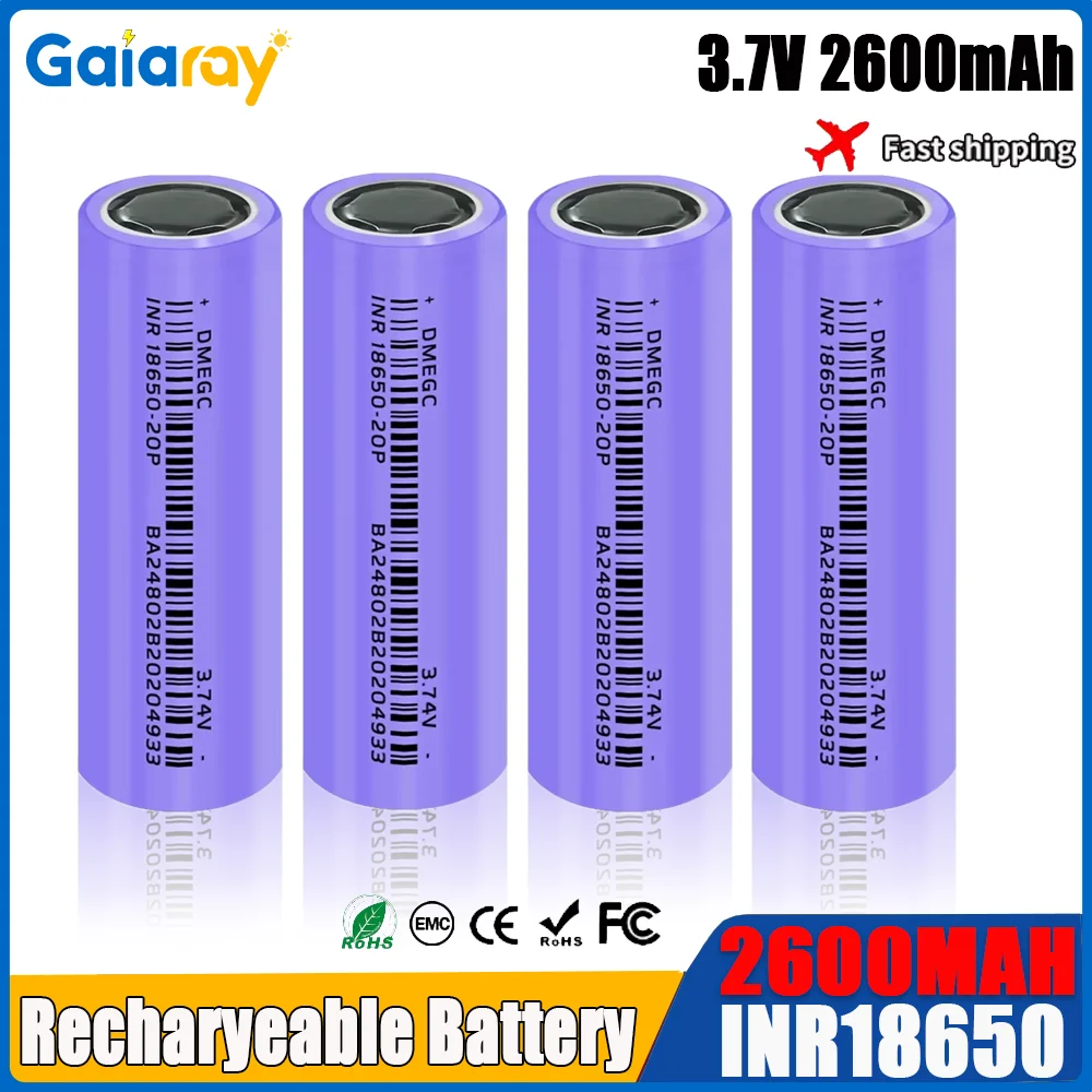

100%New 18650 Lithium Battery 3.7V 2600mAh INR18650 Rechargeable Battery 5C 20A Power Lithium-ion High Discharge For Power Tools