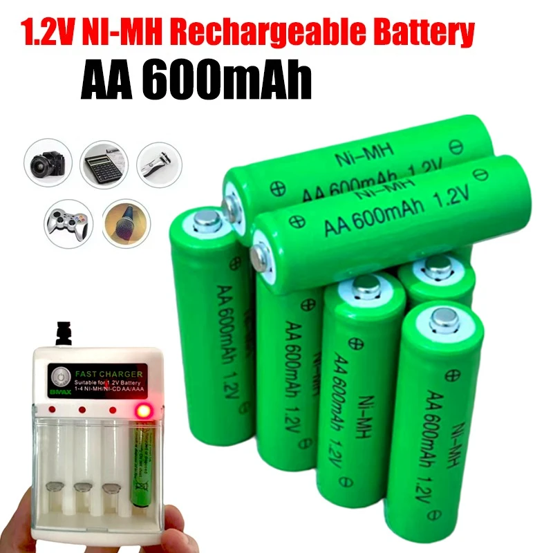 1-10p AA 600mAh 1.2V ni-mh بطارية قابلة للشحن للكاميرا ميكروفون مصباح يدوي التحكم عن بعد مشغل MP3/MP4 ماكينة حلاقة كهربائية #1