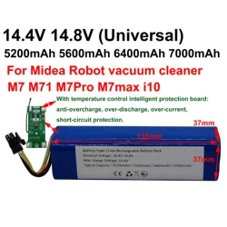 14.4V 14.8V  6400mAh 5200mAh Li-Ion Rechargeable Battery Pack For Midea Robot Vacuum Cleaner M71 M7Pro M7max I10