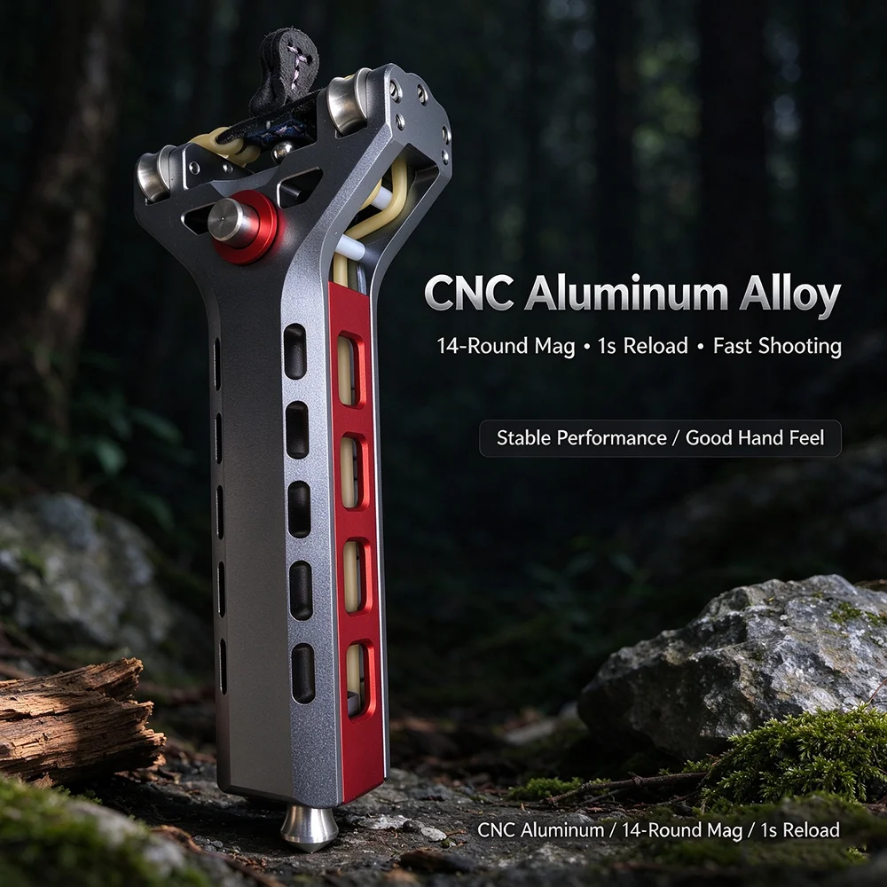 Auto‑Loading Repeating Slingshot for Adults, CNC Precision Machined Super‑Hard, Outdoor Shooting Competition Practical Use