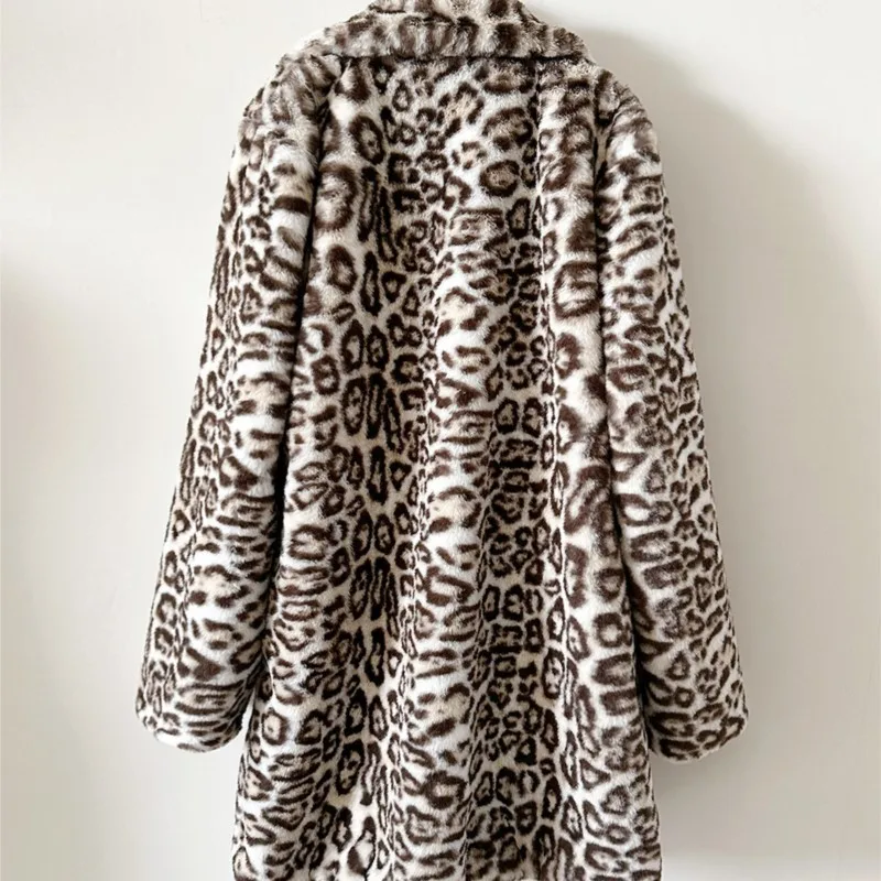 2026 primavera pele fofo casacos longos jaqueta outerwear das mulheres pele de raposa do falso leopardo topos engrossar jaquetas quentes alongar casacos cardigan