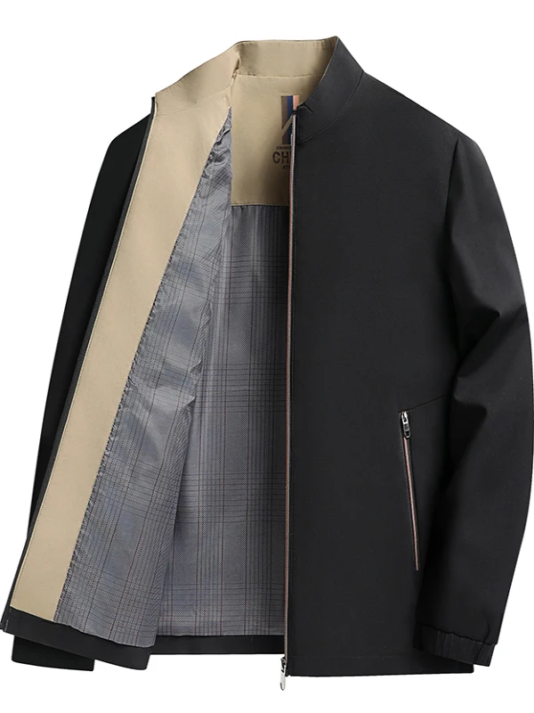 

Spring Autumn Stand Collar Thin Jaet Men's Busin Casual Middle Aged And ly Outerwear Comfortable Loose Dad Clothes