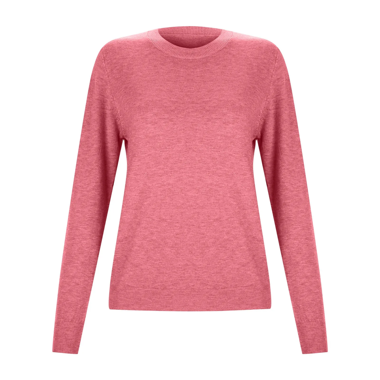 Nuovo autunno e inverno da donna in tinta unita maglione con fondo girocollo manica lunga Pullover lavorato a maglia semplice e confortevole