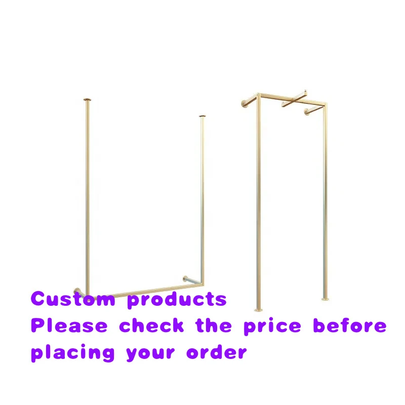custom.Wall-mounted clothing rack retail boutique stores, stainless steel ceiling-mounted metal hanging clothing displa