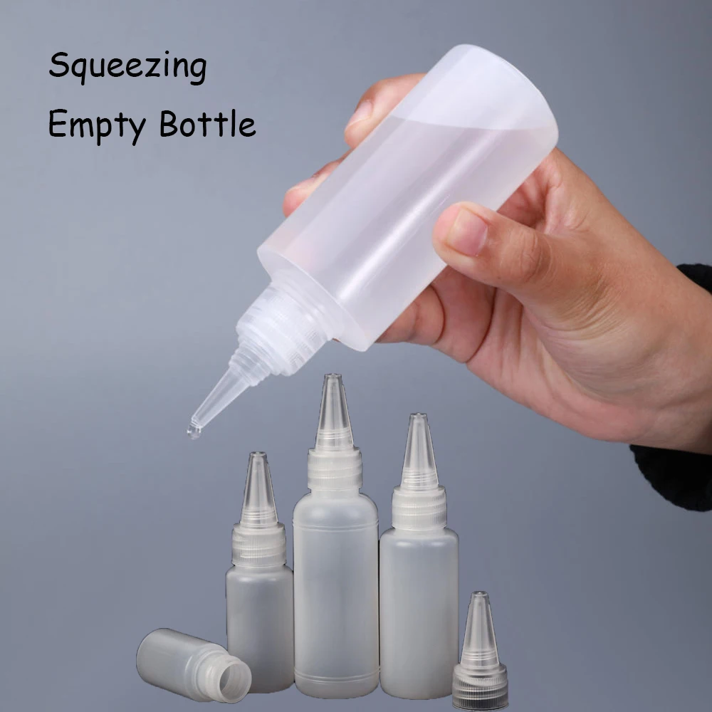 10ML/20ML/30ML/50ML Empty PE Plastic Glue Bottles With Screw-On Lids Seasoning solution Squeeze Liquid Ink Oil Dropper Bottles