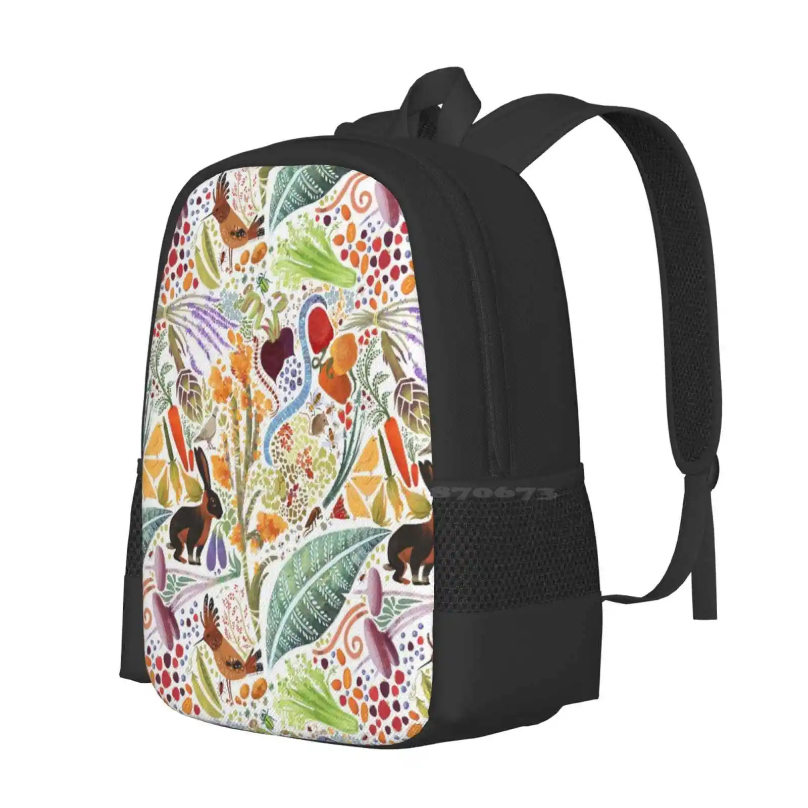 Garden Party Hot Sale Backpack Fashion Bags Alessia Auricchio Artist Pattern Texture Oil Brush Photoshop Garden Plant Orto Food