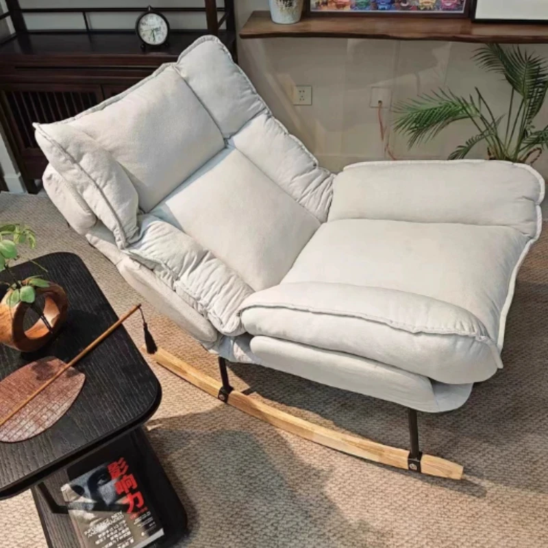 Adult Rocking Chair for Sleeping Living Room Reclining Lazy Sofa Upholstered Relaxing Chair for Balcony Ergonomic Lounge Rocker