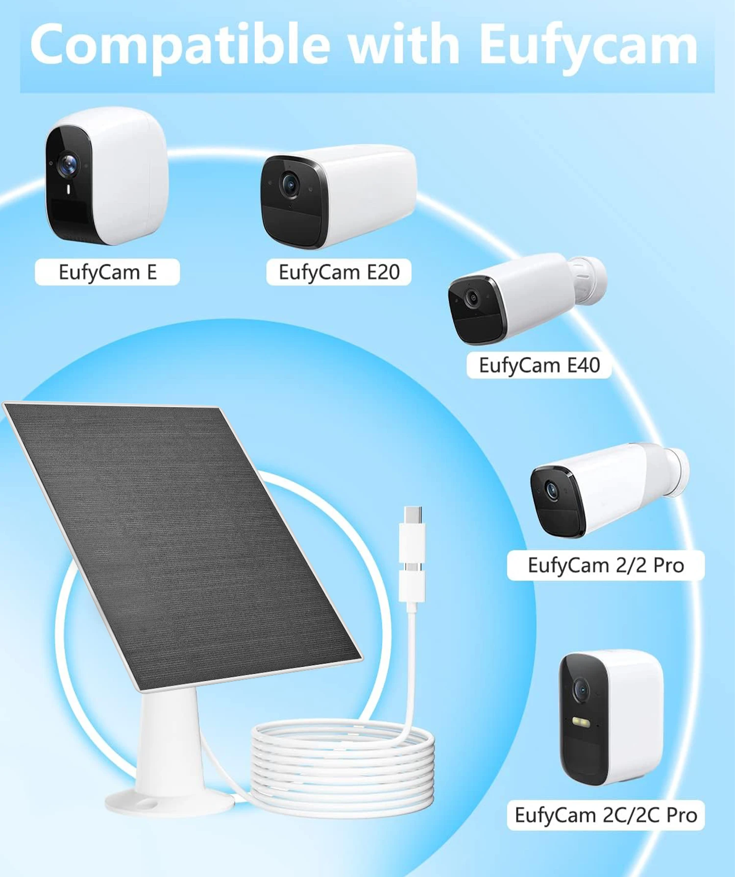 10W 5V Solar Panel Micro Type-C Outdoor Solar Cells Charger Solar Panels for Security Camera Small Home Light System