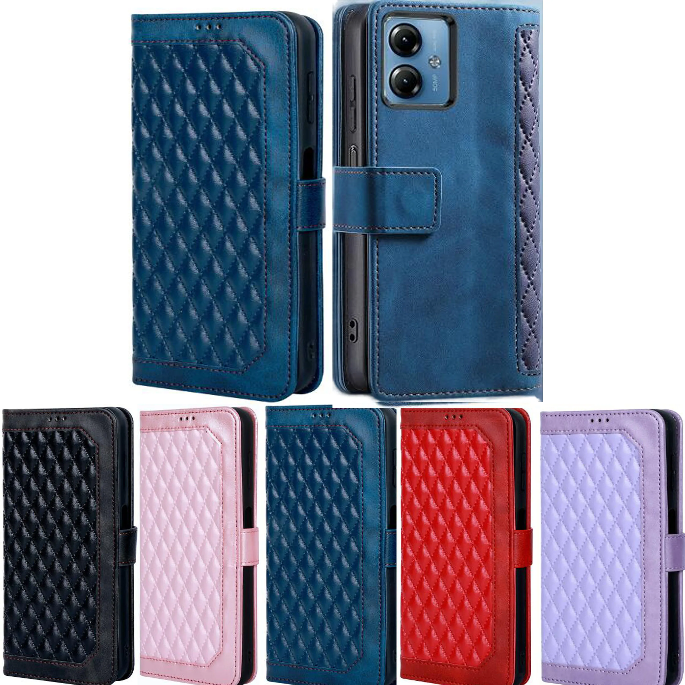 Leather Case For Motorola Moto G14 G54 G84 G13 G53 G73 E22 E22i E32 E13 G22 G32 G52 G62 G24 Edge 40 Neo Flip Wallet Phone Cover