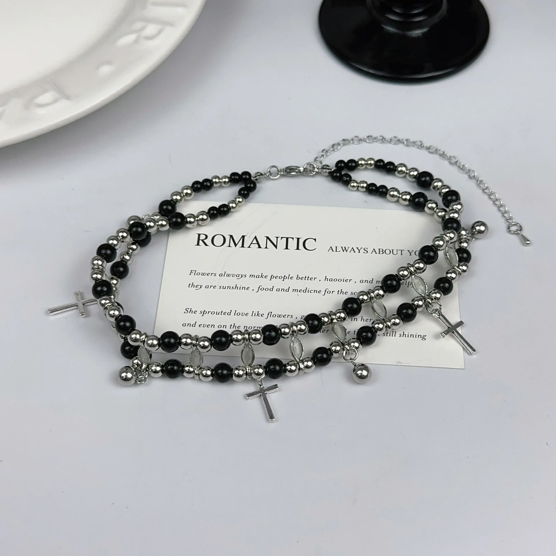 قلادة عصرية على شكل جرس متقاطع حلوة ورائعة للنساء سلسلة ترقوة مكدسة مخصصة #5