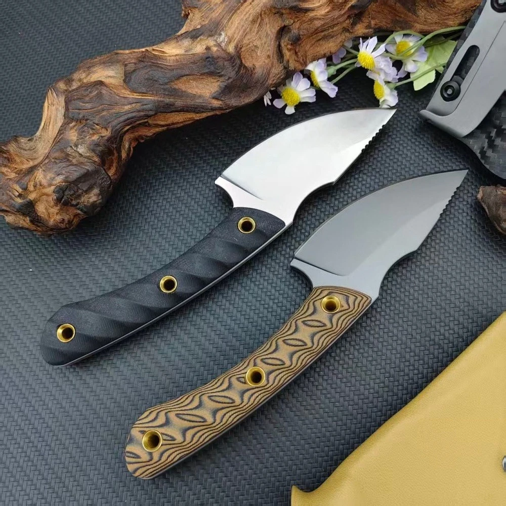 

Durable G10 Utility Handle Fixed Blade Knife with Sheath Multi-fuctional Camping Cutting Tools High-hardness EDC Straight Knives