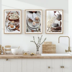 Tea Bread Egg Food Canvas Painting Modern Wall Art Picture for Kitchen Decor Nordic Posters and Prints Home Decoration Para Sala