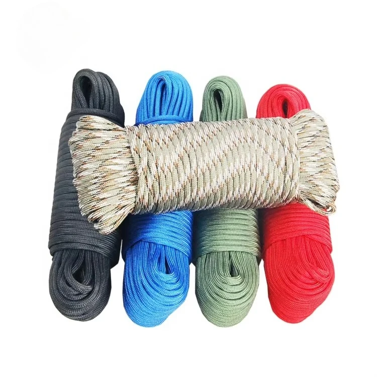 Corda de Nylon Paracord 550 Artesanal de 4mm*31m (5/32"*100 Pés) para Acampamento e Caminhada, Acessório de Exterior com Capacidade de 1L, Equipamento de Acampamento em Poliéster