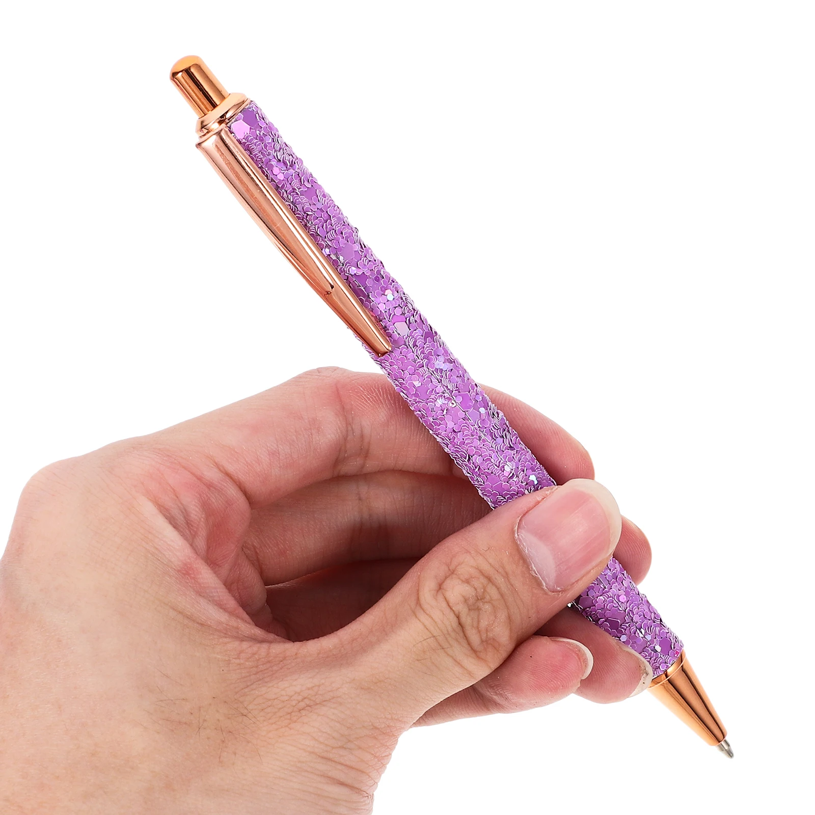 

10 шт., фиолетовая шариковая ручка со стразами, разноцветная железная гладкая письменная эргономичная металлическая ручка для офиса, студенческого подарка, товары для дома