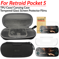 TPU Protective Cover Case Carrying Case Tempered Glass Screen Protector Films For Retroid Pocket 5 Game Console Accessories