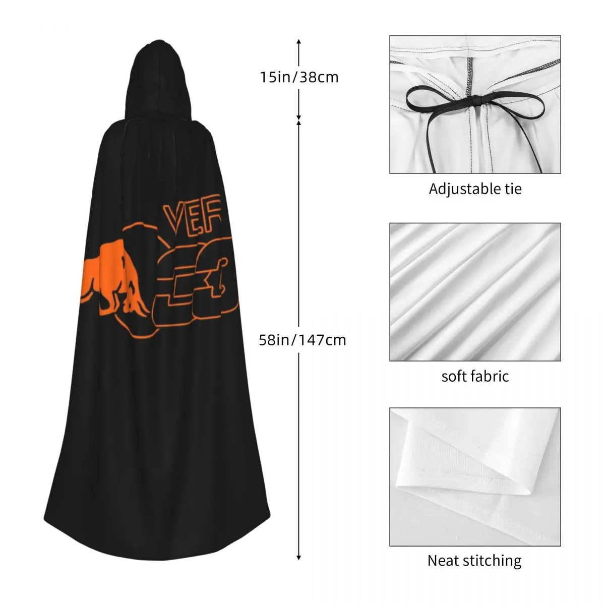 Love 33 Long Hooded Cloak Witch Medieval Costume Cosplay Cape HalloweenCoat Adult Unisex - view 3