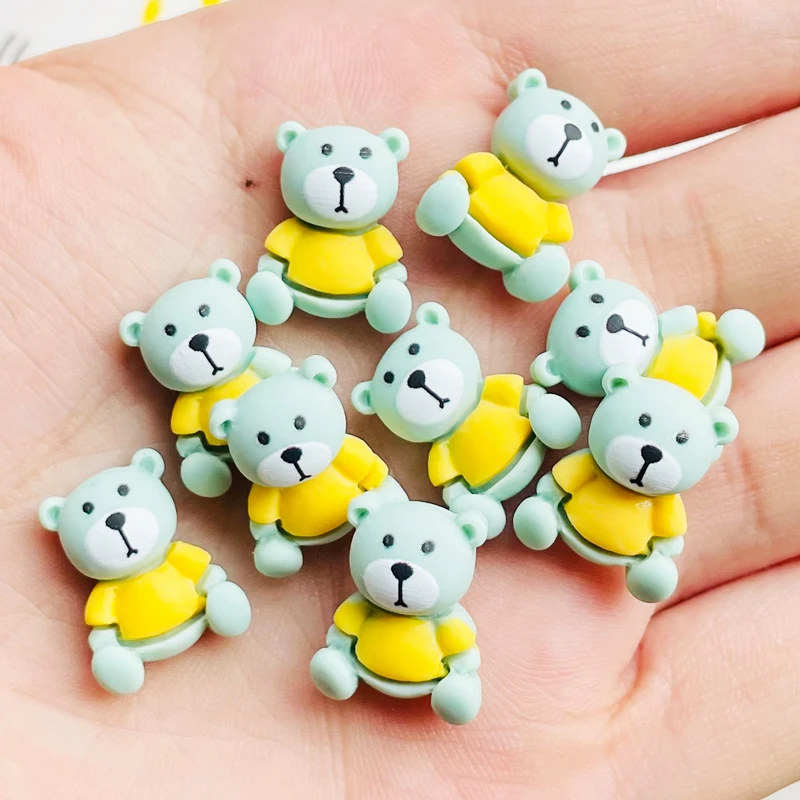 20 Pcs New Cute Resin Mini Cartoon Animal Bear Flat Back Cabochon Scrapbook DIY Jewelry Hairpin Embellishments Accessorie