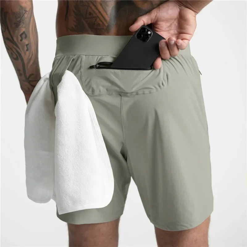 2024 Summer jogger Shorts Men gym Fitness Running Shorts Quick Dry Male Shorts zipper pocket Bodybuilding Sport Short Pants men