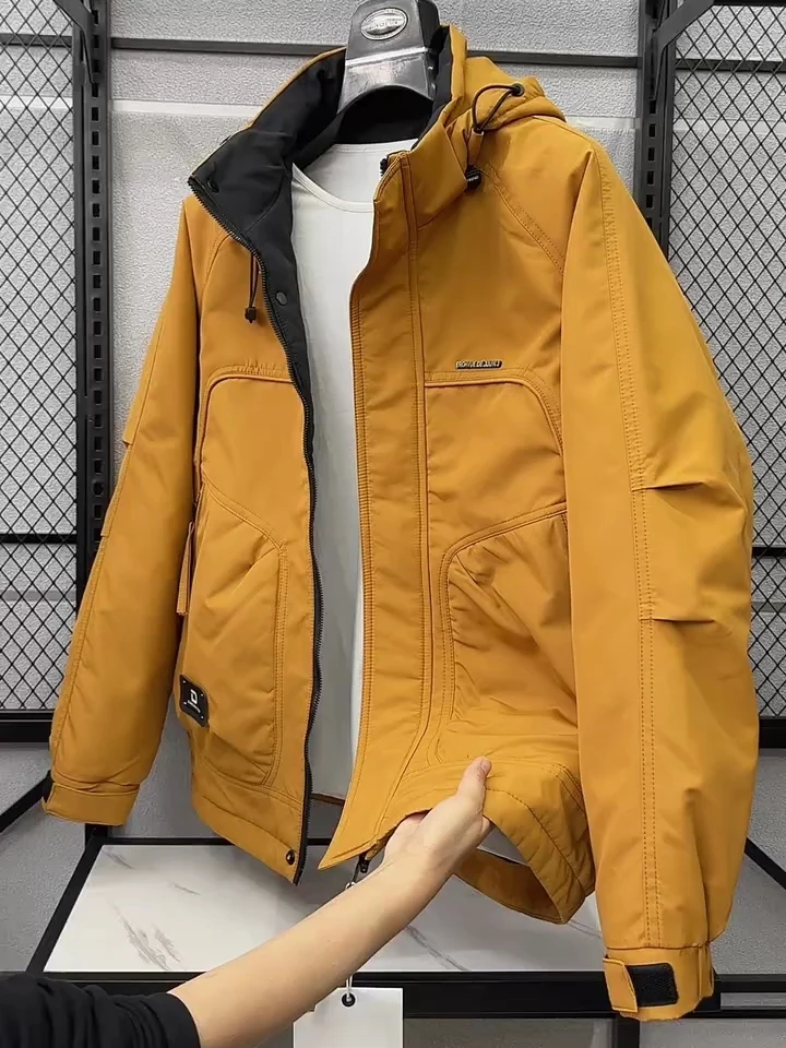 

Новая мужская хлопковая куртка с капюшоном на весну, повседневная, универсальная, высокого качества, в европейском стиле, модная, приталенная, с длинными рукавами, на молнии