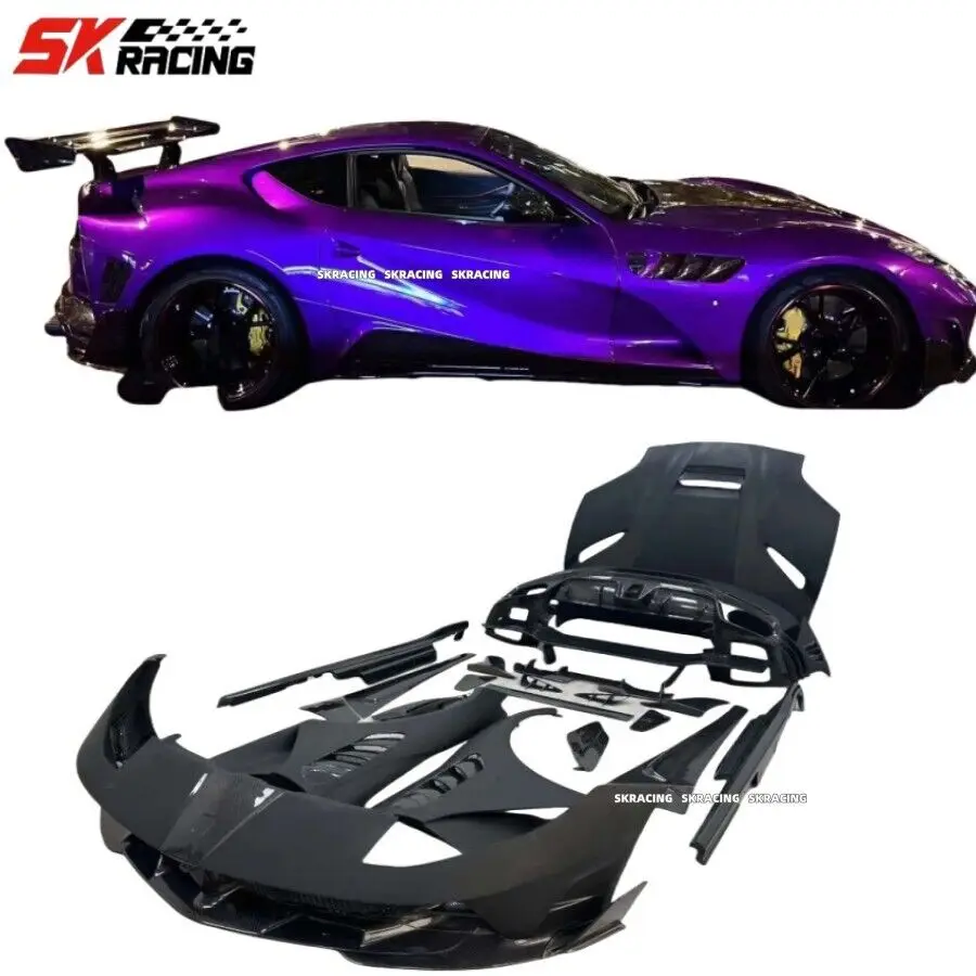 High Quality Half Carbon Fiber For Ferrari 812 GTS Superfast Front Rear Bumper Side Skirt Spoiler Wing Body Kits