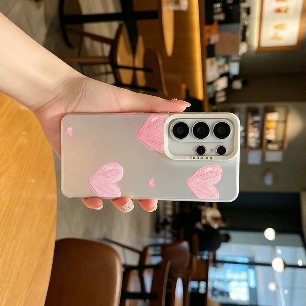 Pink Love Pattern Phone Case For Samsung Galaxy A73 A72 A71 A56 A55 A54 A53 A51 A36 A35 A34 A52 A50 A30 S 4G 5G Drop-Proof Cover