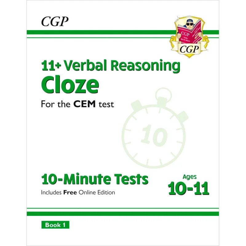 

11 CEM 10-минутных испытаний Verbal Masoning Cloze В возрасте 1011 Книга 1 с онлайн-изданием Книги CGP 9781789081886