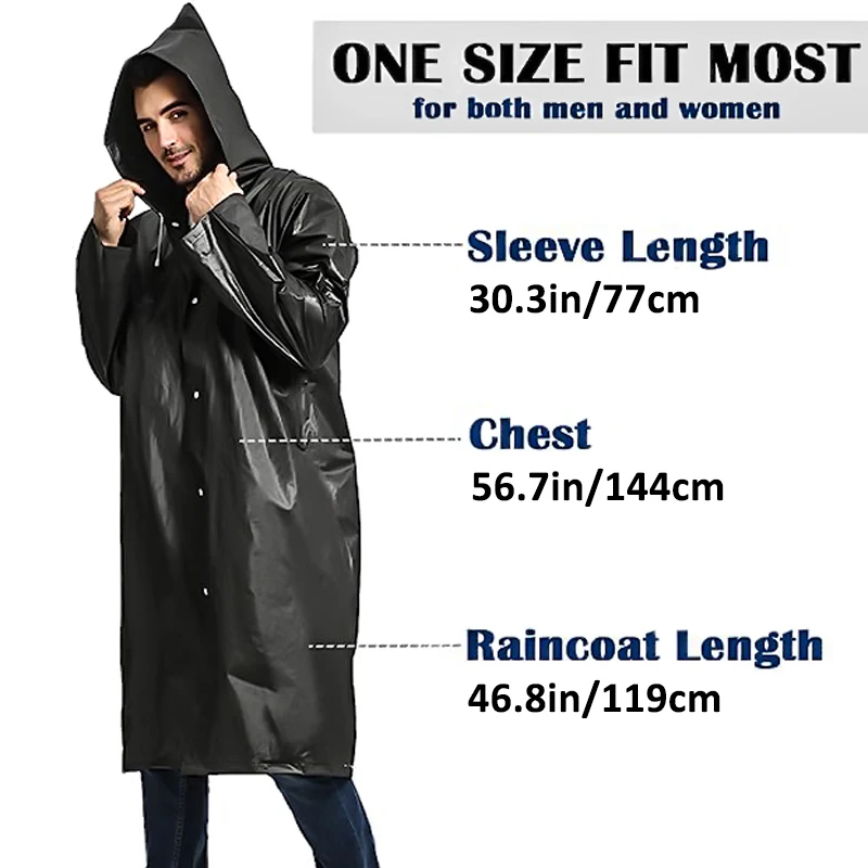 2 Pack Waterproof Raincoats for Adults Reusable EVA Rain Ponchos Lightweight Hooded Rain Coat for Outdoor Hiking Travel Fishing