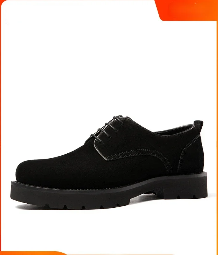 

2024 New Business Casual Shoes: Genuine Leather Thick Soled Frosted Suede Leather Derby Men's Shoes