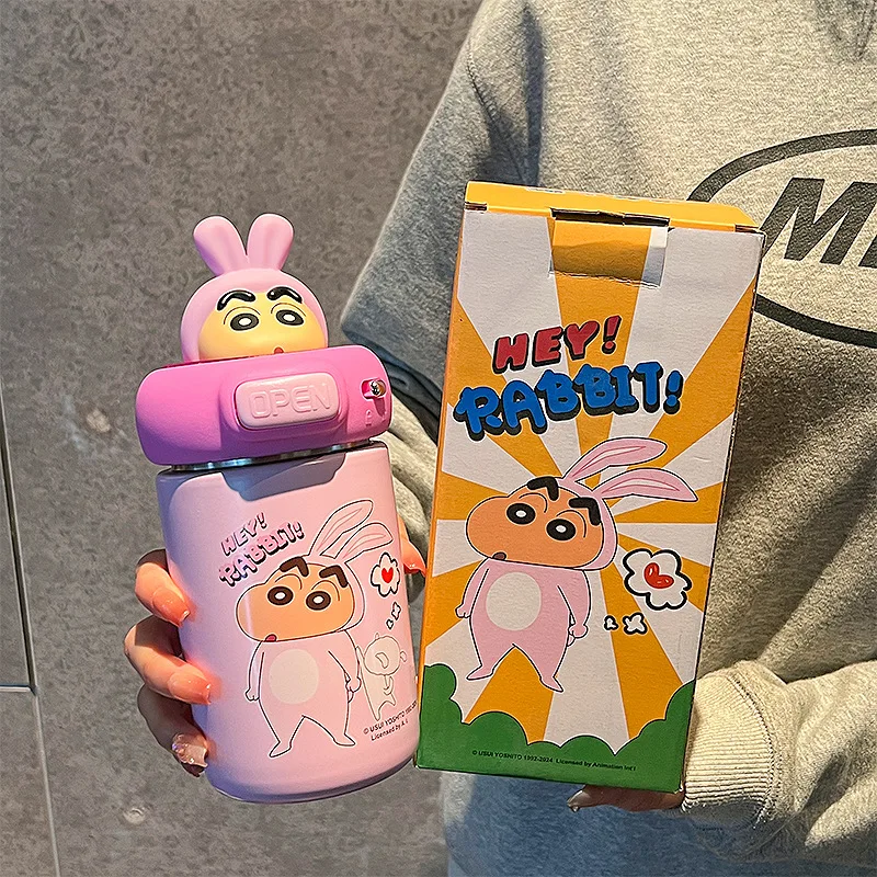 Crayon Shin-chan Cute Cartoon Cross Dressing Animal Stainless Steel Insulated Cup Kawaii Periphery Straw Cup Lovely Home Decor