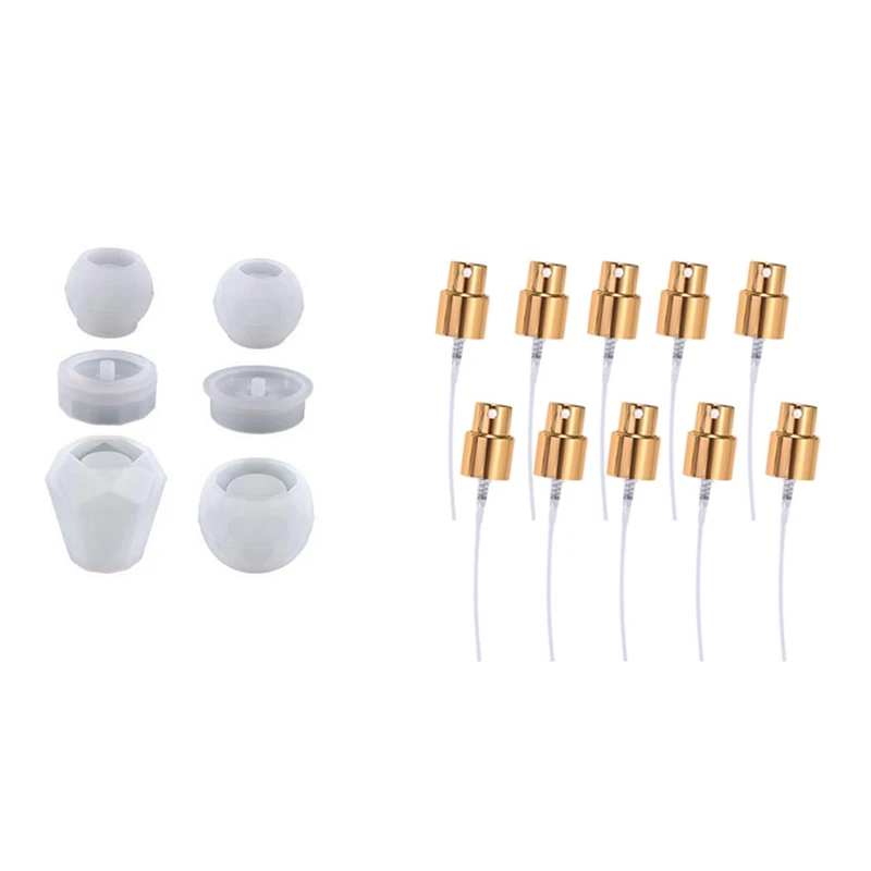 แม่พิมพ์ซิลิโคนสำหรับยางซิลิโคนขวดน้ำหอมพร้อมหัวฉีดสเปรย์10ชิ้น1ชุด