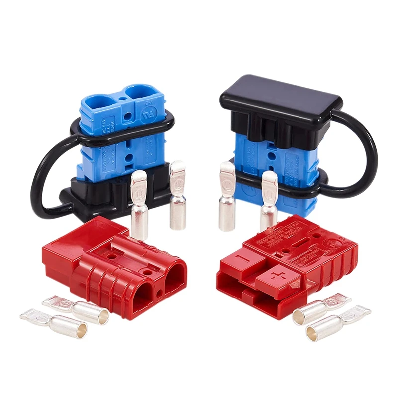 2Pcs 6-12 AWG 50A Battery Power Connector Cable Quick Connect Disconnect Kit For Anderson Connector For Winch Trailer