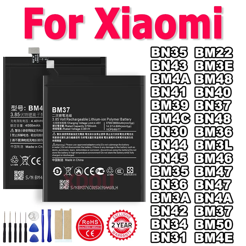 Battery For Xiaomi Redmi Hongmi Note Mi Max 2 A2 3 3S 4 4A 4C 4X Mix 5 5A 5X 5S 6 6X 7 8 9 Lite Plus Pro In Stock