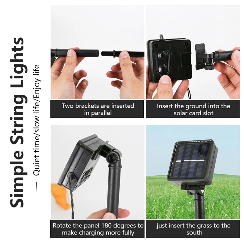 LED Solar String Lichter Weihnachten Dekoration Glühbirne IP65 Wasserdichte Terrasse Lampe Urlaub Girlande Für Outdoor Garten Möbel