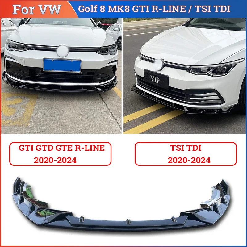 Spoiler Delantero para Volkswagen VW Golf 8 MK8 Ⅷ Rline GTI GTD GTE TSI TDI 2020 2021-2024, Divisor Delantero, Accesorios para Auto