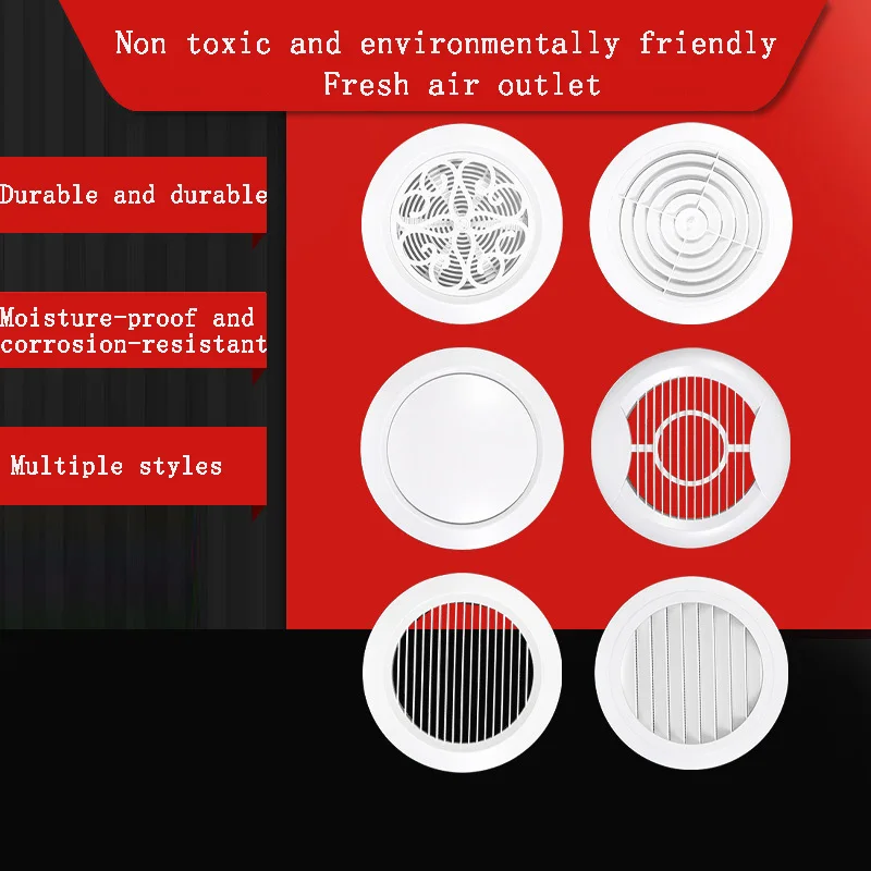 Circular ABS Plastic Fresh Air Indoor Ventilation Exhaust Outlet Rotating Straight Inclined Louver Adjustable Air Outlet
