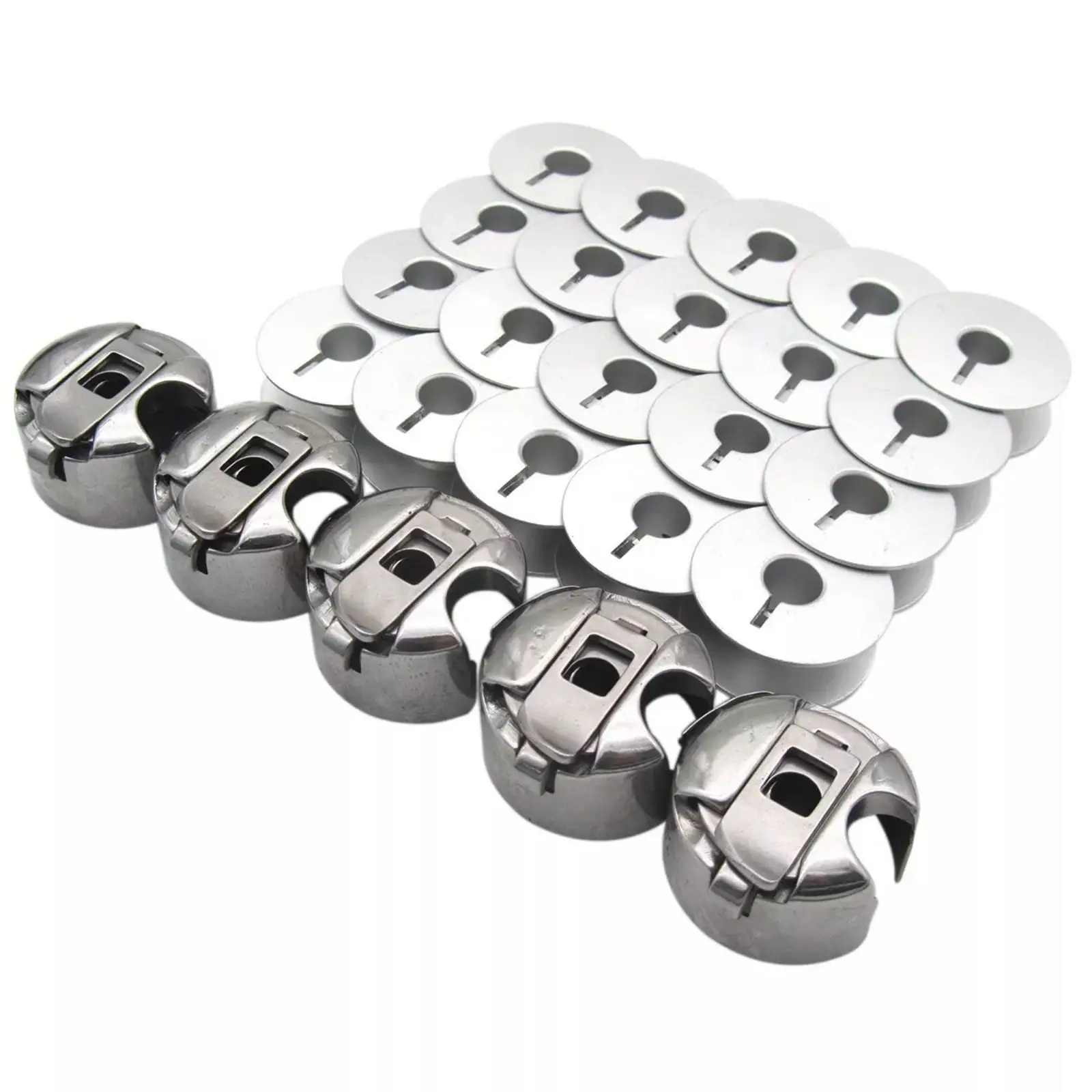 5Pcs L Style Bobbin Cases & 20Pcs L Style Aluminum Bobbins Set For Consew For Singer For Brother Single Needle Sewing Machine